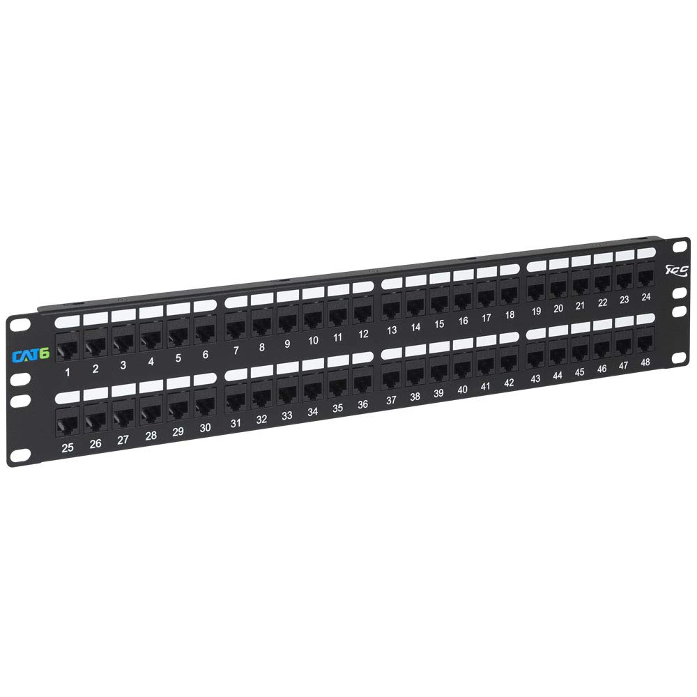 Icc Patch Panel, Cat 6, Feed-thru 48-p, 2rms