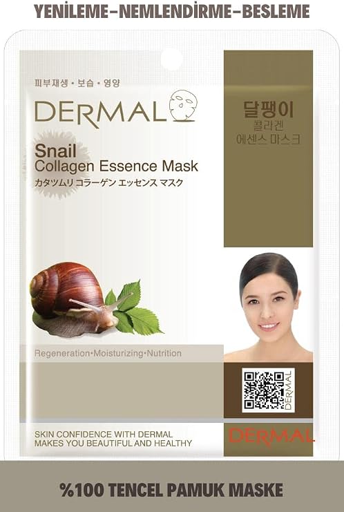 DERMAL Yenileyici, Besleyici ve Nemlendirici Salyangoz Özlü Kollajen Maske 23 Gr