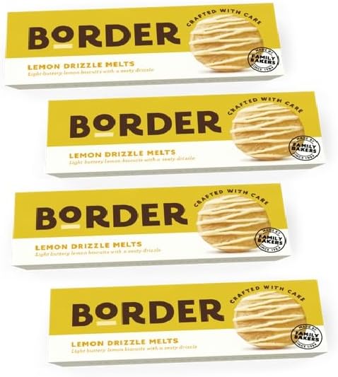Border Biscuit Lemon Drizzle Melts - Made with Real Light Buttery & Lemon Zest - Delicious, Perfect Food Gift for Biscuit Lovers on Mothers, Fathers and Christmas, Available for Hamper (Pack of 4)