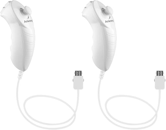 Ankey 2Packs Nunchuck Controller Remote Replacement for Nintendo Nunchuk Wii Wii U Console White