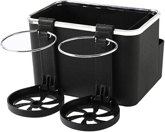 Multifunctional Car Armrest Storage Box, Car Armrest Storage Box Water Cup Holder, 2 Water Cup Holders Tissue Storage Cup Holder Foldable, Creative Armrest Box Storage Holder (Black)