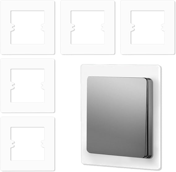 6 Pcs White Single Light Switch Surround Cover Plates, Gang Wall Protector for Electrical Socket & Switch, Anti-Fingerprint Easy Clean Wall Cover Decoration, High Temperature Resistant