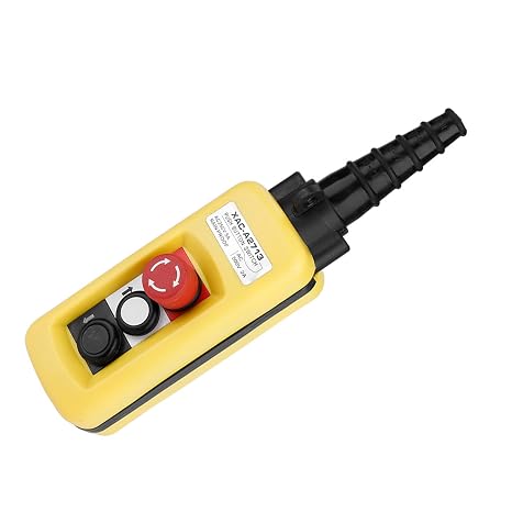 Up Down Switch Control Station,Hoist Crane Push Button Switch with Emergency Stop Rain Proof Lifting Pendant Controller