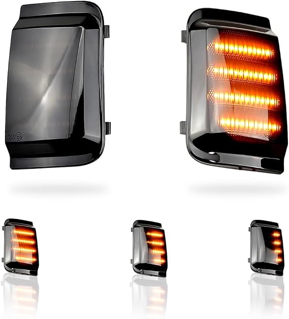 LED Dynamic Side Marker Turn Signal Light Side Marker Fender Sequential Flashing Compatible with Peu-geot Boxer Fia-t Ducato 2006-2019-Black(Upgraded Version)