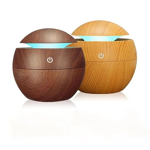 Orret Home 130ml Air Humidifier, Essential Oil Aromatherapy Machine, Aroma Air Diffuser Open Coffee with Seven Color Lights for Home, Bedroom and Office