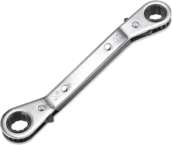 sourcing map Reversible Ratcheting Wrench,1/2-inch x 9/16-inch Offset Double Box End, Cr-V