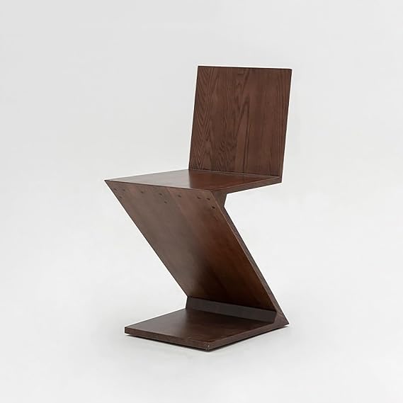 Solid Wood Dining Chair with Modern Z-Shaped Backrest for Home and Office Spaces