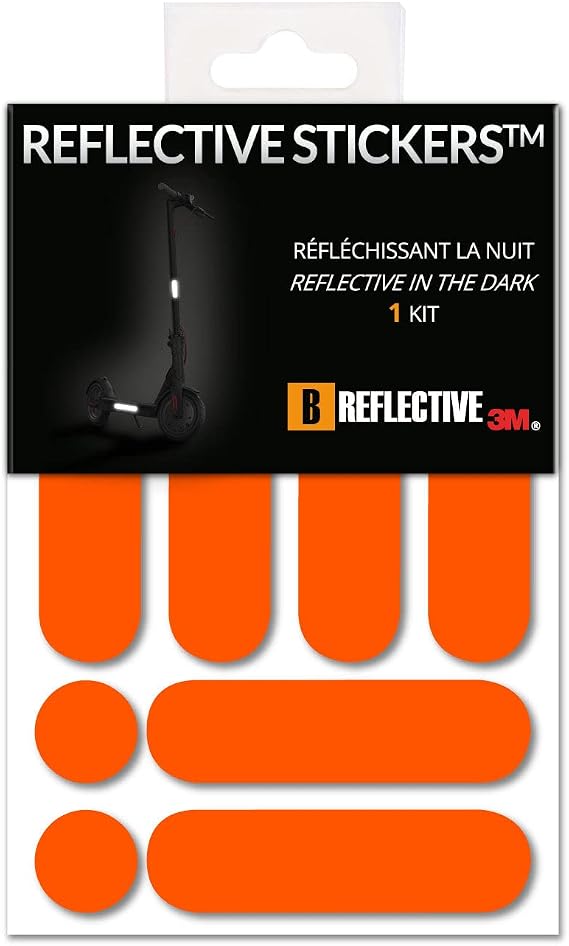 3M® E-RIDE STANDARD™, Kit of colored reflective stickers for 2 Scooters, Electric Unicycles and other Personal Motorized Mobility Devices, 3M Technology™, Orange