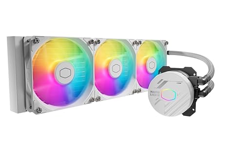 MasterLiquid 360L Core 360mm AIO White Edition Liquid Cooler Gen S Cold Plate Pump 3x120mm ARGB & PWM Fan 360mm Radiator for AMD Ryzen AM5/AM4/AM3, Intel LGA1700/1200/115X