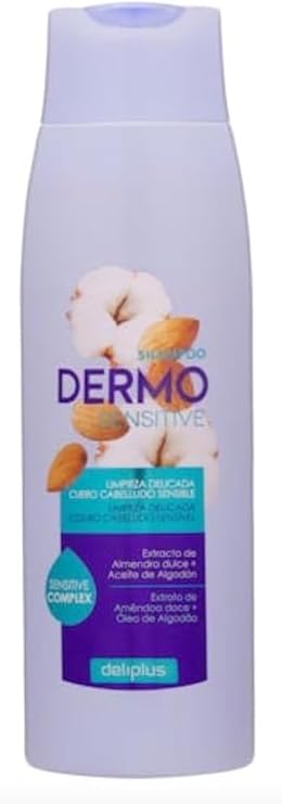 Dermo Sensitive Shampoo 400 ml. Sensitive scalp with Sweet Almond Extract and Cotton Oil. Deliplus