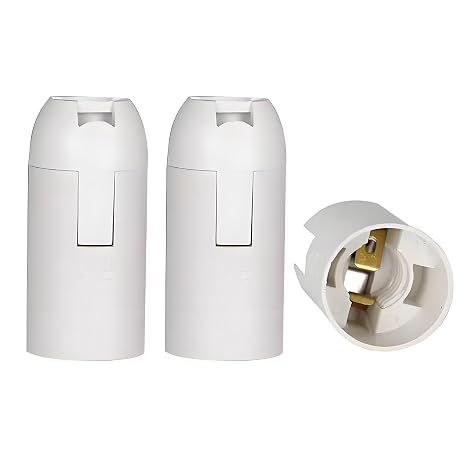TWDRTDD E14 Light Socket, SES E14 Keyless Small Screw Plastic Lamp Holder for Pendant Lights, 3-Pack (White)