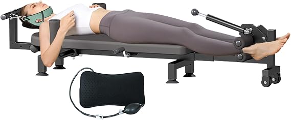 Back Stretch Traction Table Cervical Wood Back Stretcher Traction Bed for Tension Relief Back Decompression