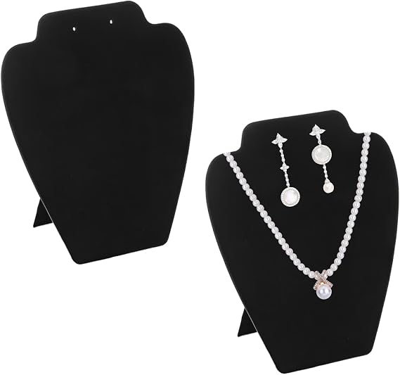 Eophmi Velvet Jewellery Display Stand - 2 Pcs, 21cm Height, Holder for Necklaces, Earrings & Pendants