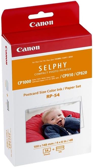 Canon RP54 Mürekkep ve Kağıt Paketi, Kartpostal Boyutu 6x4in (148x100mm) Selphy CP1500/CP910/CP820/CP1000/CP1200/CP1300 ile Uyumlu