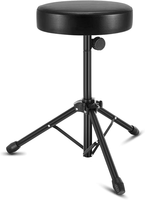 CROWNSHOP Drum Stool Adjustable Piano Stool Folding Throne Chair