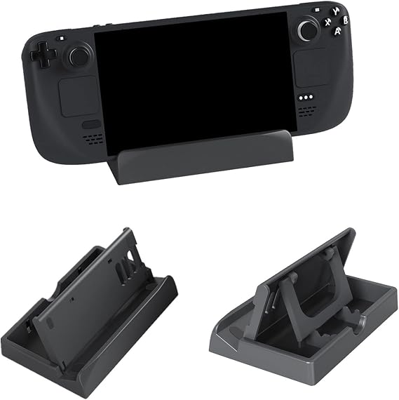 Stand Base Compatible with Valve Steam Deck Console Accessories for Nintendo Switch Handheld Video Game PC Gaming Adjustable Angel Holder Mount - Black