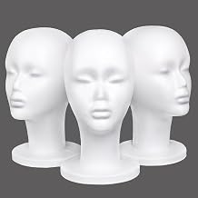 kachanaa 3 Pcs Foam Wig Head Female Styrofoam Mannequin Head Stand for Wigs, Hats, Masks, Hairpieces, Arts, Crafts, DIY Projects, Salon Display, and Travel Use