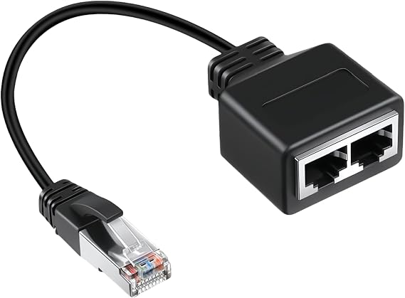 RJ45 Ethernet Cable Splitter, 1 Male to 2 Female LAN Network Adapter High Speed Internet Connector Suitable for Cat5, Cat5e, Cat6, Cat7 Cable