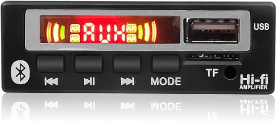12V Audio Decode Board MP3 Player Module Decodboard Audio Receiver Support AUX, FM, USB, TF Speaker Stereo Rectangle Color Screen with Remote Control for Stereo