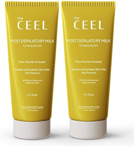 The Ceel Tüy İnceltici ve Nemlendirici Süt 2x60 ml - Isırgan Otu & Hyaluronik Asit İçeren Epilasyon Sonrası Bakım Losyonu, Cilt Yatıştırıcı ve Nemlendirici Vücut Bakım Kremi