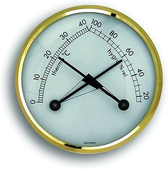 TFA TFA45.2006 Mechanical Mini Room Thermometer Humidity Meter, Black