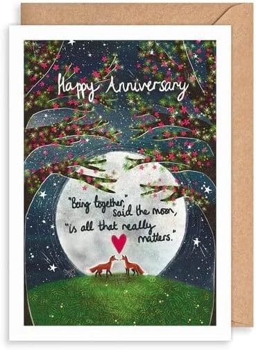 Fox Under The Moon Thoughtful Anniversary Card Together - Illustrated Greeting Card