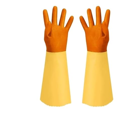 Cleaning Protective Gloves Long Thickened Warm Gloves for Household Laundry, Waterproof Cleaning, Wear-Resistant, Dishwashing(40cm orange)