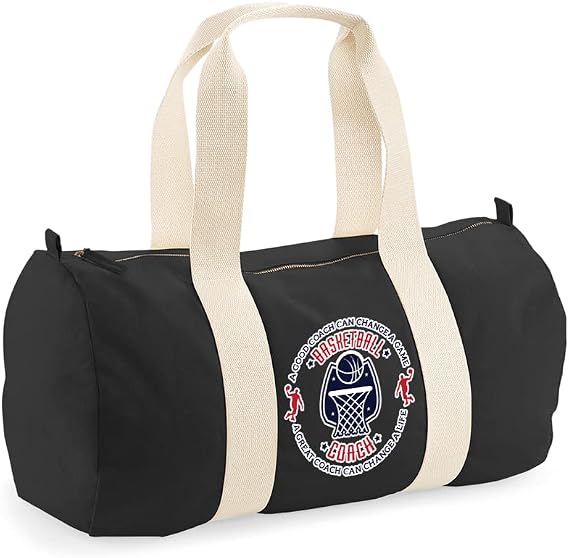 Basketball Coach Gift, A Good Coach Can Change a Life, Best Coach Gift, Christmas Barrel Bag, Holdall Zip Sports Duffle Bag. (Black)