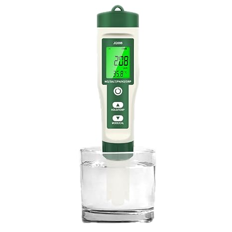 10-In-1 Water Quality Tester, Digital Ph Meter with Ec/tds/salt/orp/h2/temp Probe, Alloy Sensor & Backlit Screen for Aquariums, Pools, Hydroponics