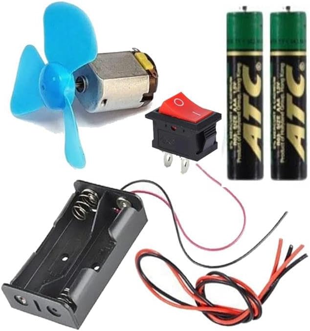 Motor Deney Seti 1 Paket Pervane Dc Motor Anahtar Pil Yatağı İletken Kablo Pil Okul Sınıf Deney Malzemesi