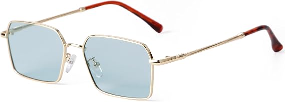 Hexagon Rectangle Sunglasses Women Retro Gold Metal Rectangular