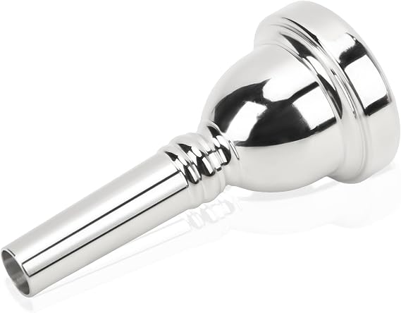 Agatige Trombone Mouthpiece, Smoothly Rim Baritone and Bass Horn Silver Plated Mouthpiece Brass Instrument Accessories with Superior Sound for Beginners and Professional Players (Sliver)