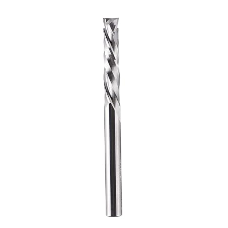 SpeTool 1/4 Inch Shank Spiral Compression Router Bit, Extra Long 1-1/4" Cutting Length Solid Carbide CNC End Mill, Up Down Cut Woodworking Tool for Plywood, MDF, Hardwood, 3" Total Length