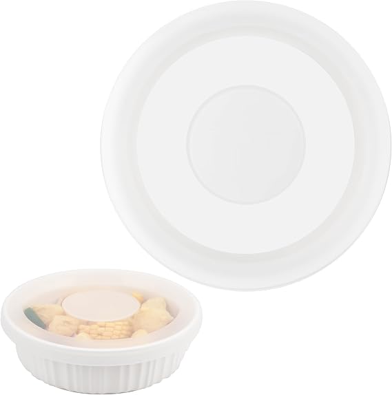 Corningware シリコーン製交換用蓋収納カバー 1.5クォート 丸型 ベーキングディッシュ用 電子レンジフードカバー 密閉&透明 電子レンジ 食器洗い機 冷凍庫対応 ベーキングディッシュは含まれません