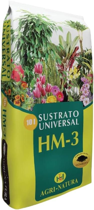 Universal Substrate 10 Litres HM-3 Agrinatura – Also: 20, 50 and 70 Litres – Mix: Peat, Coconut Fiber, Perlite, Leonardite and 4 Months Fertilization. Ideal for Indoor and Outdoor Plants