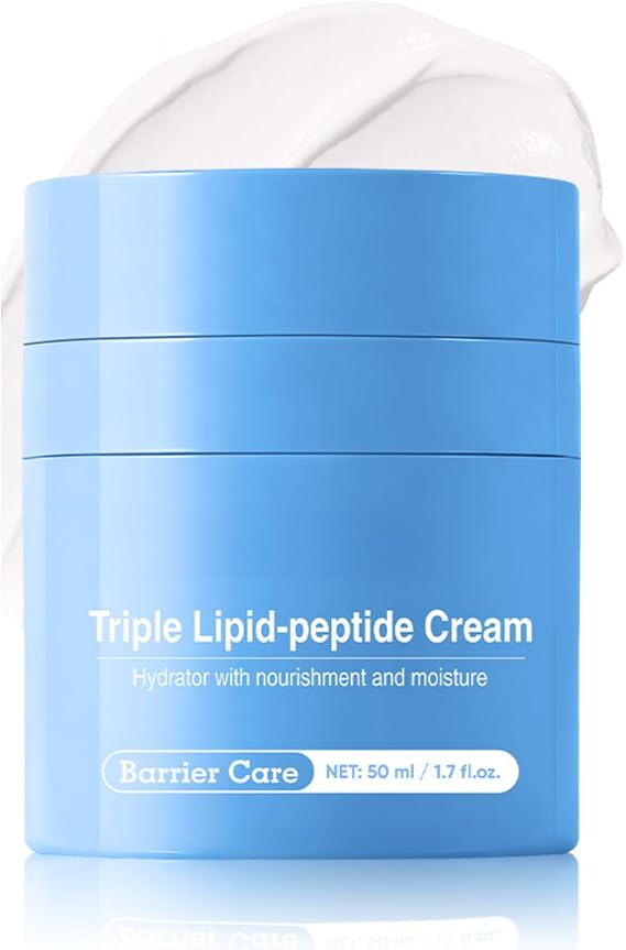 Triple Lipid-Peptide Cream – 3% Triple Lipid Cream with Ceramide Complex, 3% Peptide Solution & 8% Hydration Blend | Advanced Barrier Repair Cream & Anti Ageing Face Cream UK for Dry, 1.7fl.oz