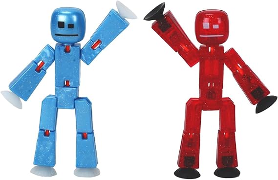 Zing StikBot Dual Pack - 2 Stick Bots - Collectible Action Figure Stop Motion Animation for Ages 4+ (Starfrost Blue + Comet Red)