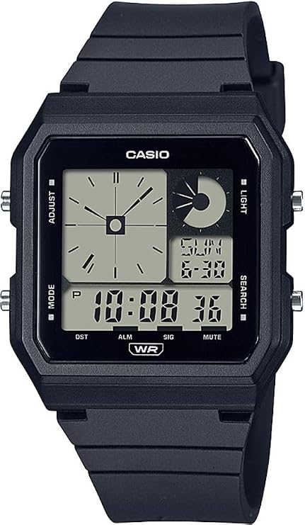 Casio Digital Resin Band Unisex Watch, Black///White, Compact