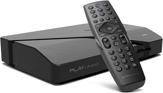 Dreambox Play UHD Android TV Box Black 4K HDR Media OTT Player with AV1 HDMI 2.1 Bluetooth 5.1 Dual WiFi Android 11 Compact & Powerful - Includes BT RC20 Remote