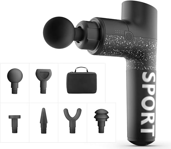 Massage gun, Handheld Deep Tissue Muscle Massager, 45DB 2500mAh 5 Speeds Adjustable Fascia Gun With 6 Massage Heads, Intelligent Noise Reduction, Cooling System