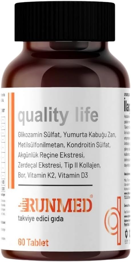Quality Life Runmed 60 Tablet Glukozamin Msm Kondroitin Tip 2 Kolajen, D Ve K Vitamini, Yumurta Kabuğu Zarı