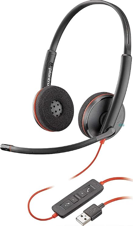 Plantronics Blackwire 3220 Binaural Head-band Black Headphones with Microphone (Call Center/Office, Binaural, Head-band, Black, Wired, Supraaural), One Size