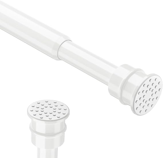 No Drill Tension Curtain Rods 28 to 48 Inch White Small Curtain Rod Adjustable No Drilling for Window,Kitchen,Closet,Doorway,Bedroom