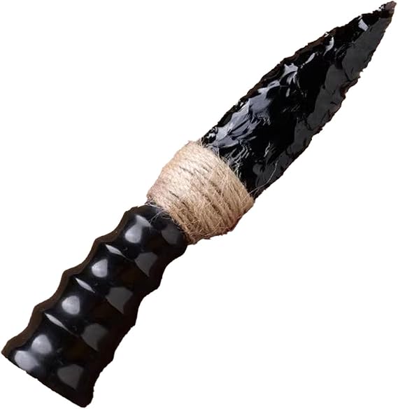 Crystal Knife Arrow Head Obsidian Knife Arrow Head，Crystal Heal Reiki Crystals Sculpture，for Home Decoration(25cm/9.84in)