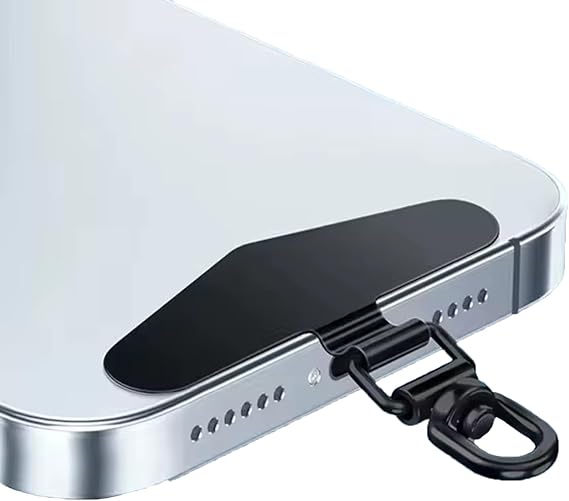 Microcase 360 Döner Başlıklı Telefon İp Askılıklar için Paslanmaz Çelik Tutacak Bağlantı Parçası-AL4927 Siyah