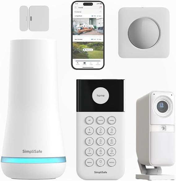 SimpliSafe Wireless Home Security Systems | 5 Piece Smart Home Alarm Systems with HD Indoor Security Camera | Mobile App & Smart Home Ecosystem Compatible | Monitoring Available | Easy DIY Install