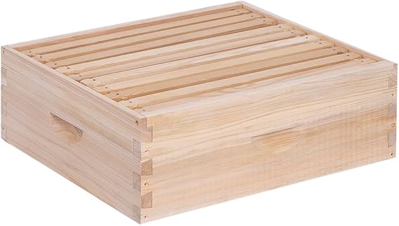 10 Frame Medium Super Beehive Box,Langstoth Super Honey Bee Hive Box, Include Beehive Frames and Waxed Foundations
