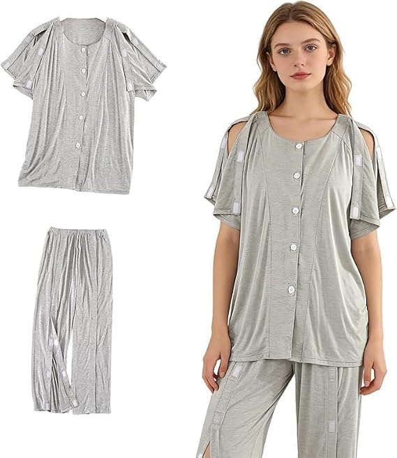 Post-Operative Bedridden Patient Clothing,Full Tearaway Clothing,Unisex,Tear-Off Pants,Pink,M