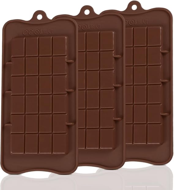 Chocolate Moulds Silicone - 3 Pcs Break Apart Chocolate Molds, Non-Stick Reusable DIY Baking Molds, Rectangular Prism with Patterns