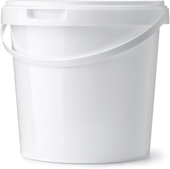 5 Litre White Bucket With Airtight, Leak-Proof, Tamper Evident Lid & Plastic Handle